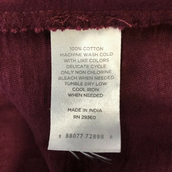 Dip Womens Long Sleeves Crocheted Hem Pullover Burgundy Blouse Top Size Large - Picture 5 of 6
